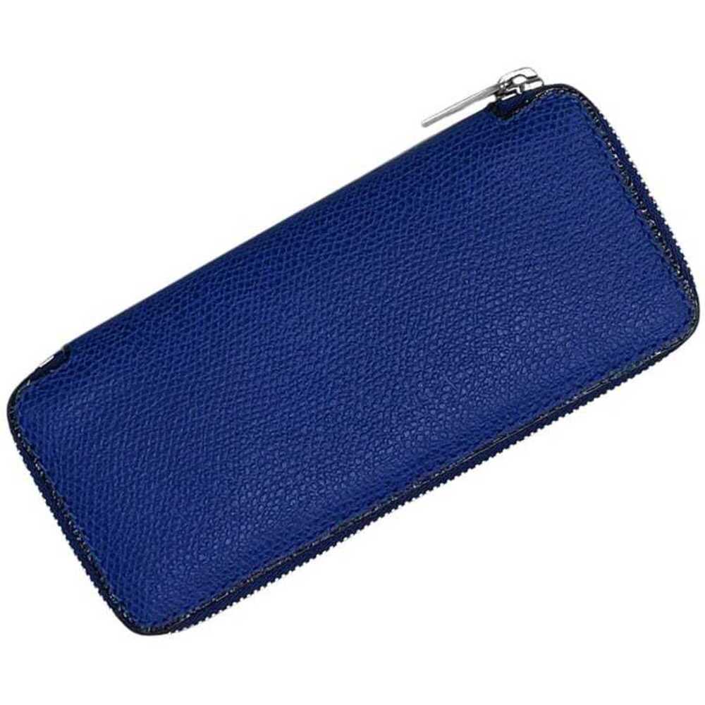Valextra 6-ring key case, navy blue leather.